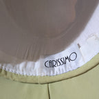 Carissimo Green Striped Wide Brim Church Derby Hat Bow Ribbon Vintage