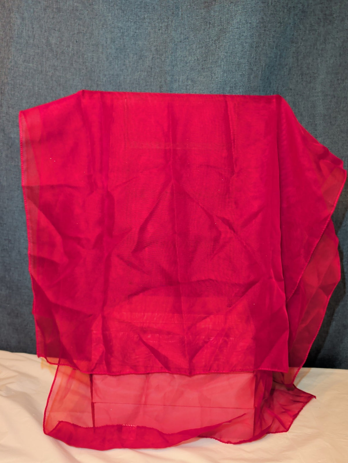 Red Chiffon Evening Shawl Wrap Capelet Bridal PreOwned 65x19
