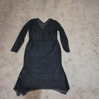Black Lace Crochet Midi Tunic Dress Festival Whimsigoth XXL