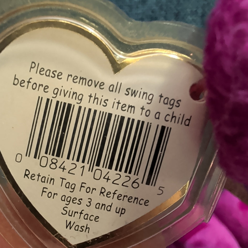 Ty Beanie Baby Millennium Bear MWMT Retired Holographic Tag Purple 2000 Y2K Toy