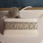 J'Adore Woven Friendship Bracelet Grey Tassel Designer Inspired