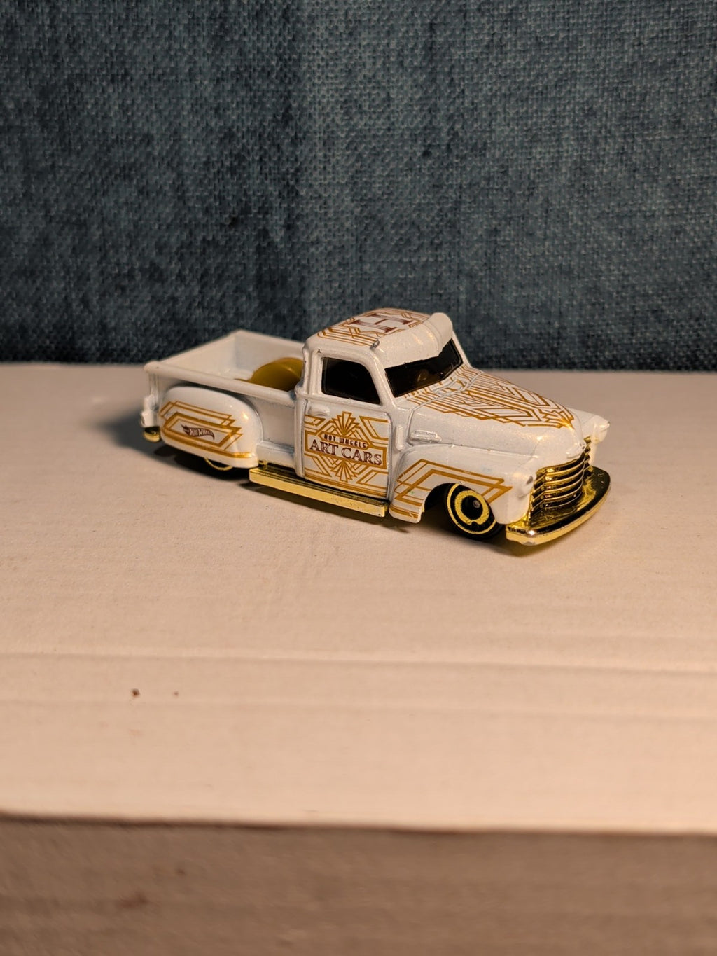 Hot Wheels La Troca | 2021 HW Art Cars White & Gold Lowrider Truck | Loose