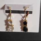 Betsey Johnson Mismatched Cat CZ Drop Earrings