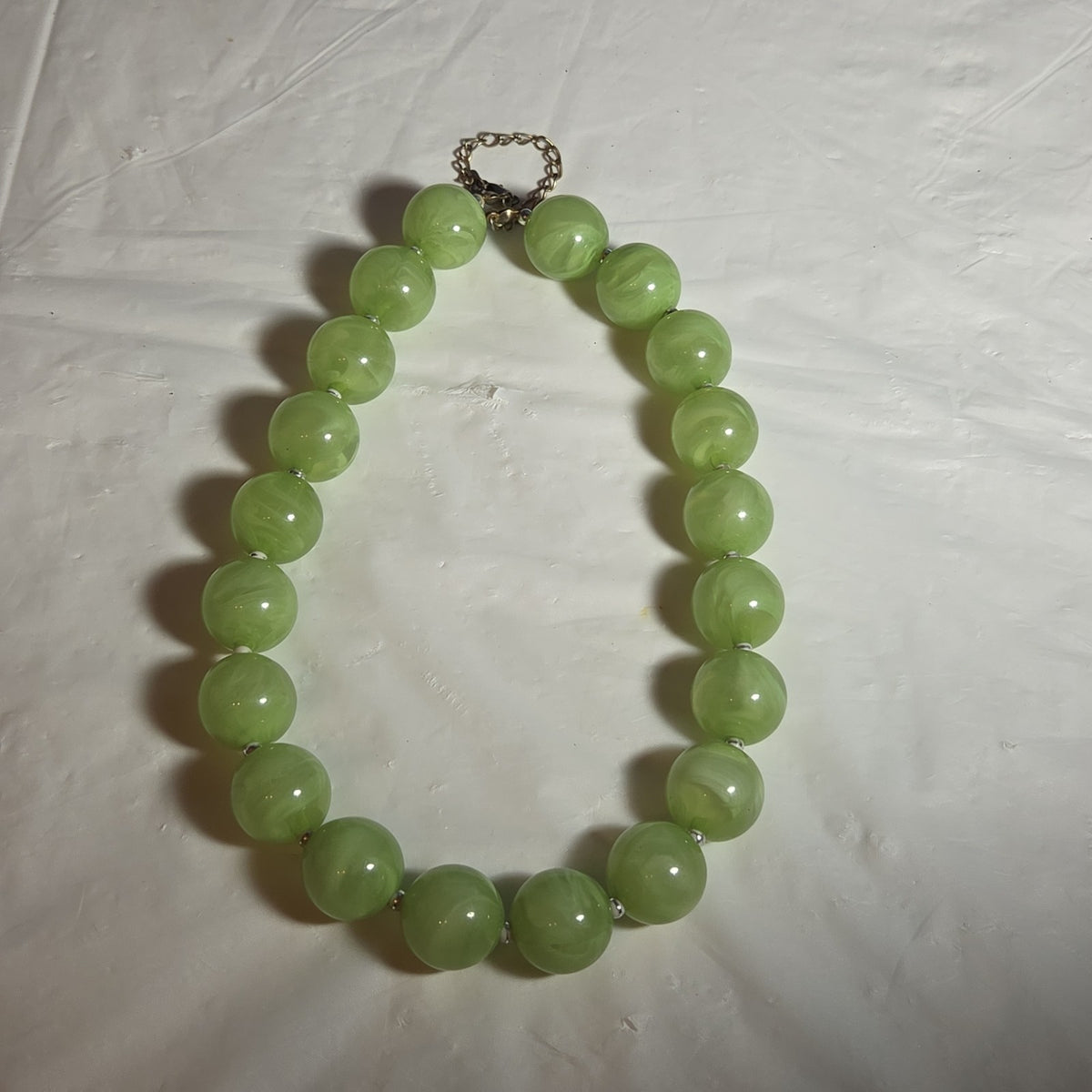 Chunky Bead Necklace Marbled Green Acrylic Retro Y2K PreOwned
