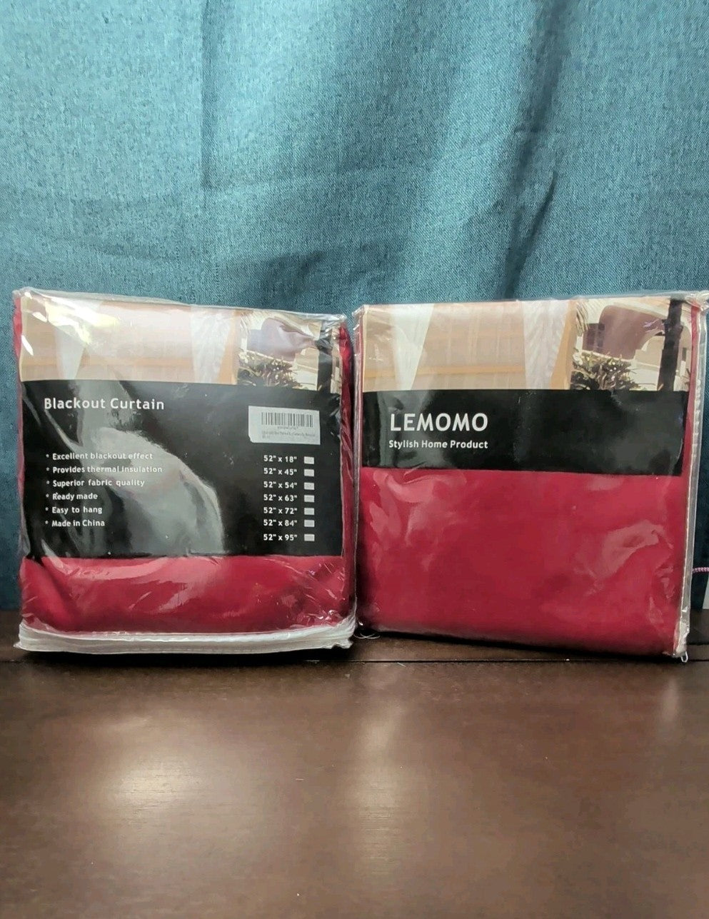 LEMOMO Red Blackout Curtains Set of 2 | 52" x 54" Thermal Insulated