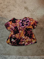 Alfani Petite Large P/L Boho Mesh Top Sheer Beaded V-Neck Floral Purple Blouse