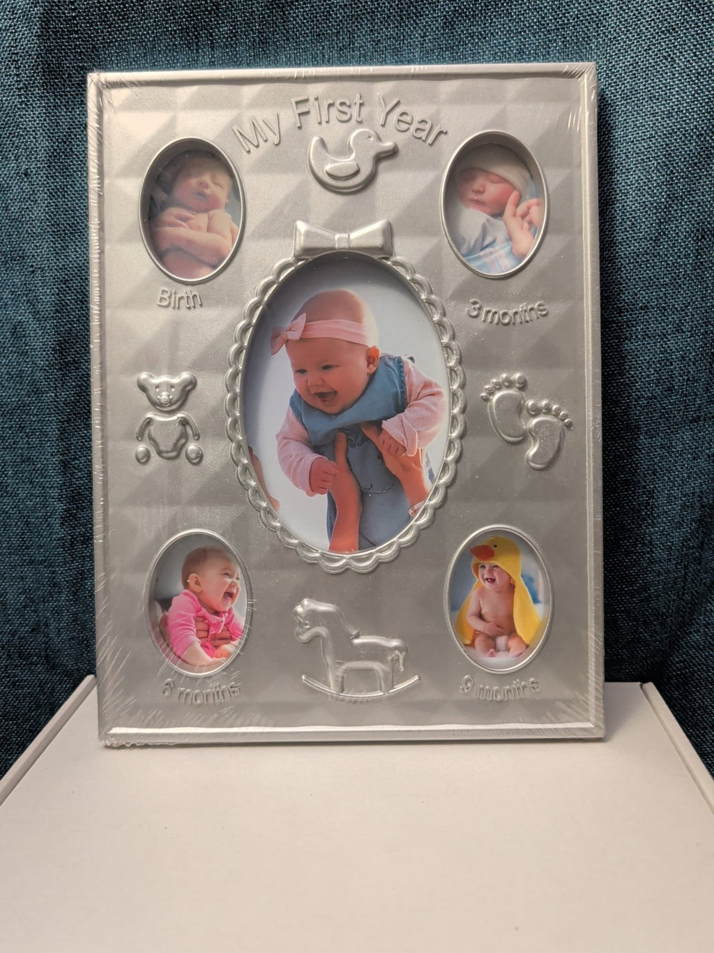 Special Moments "My First Year" Baby Photo Frame | Silver Tone Metal Collage |