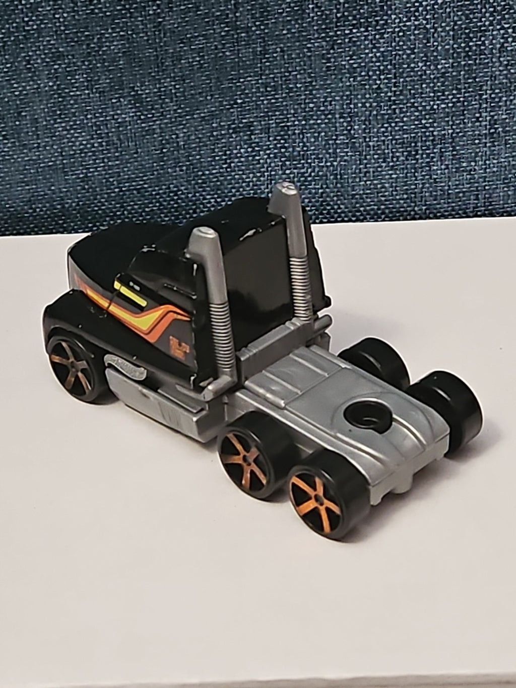 Hot Wheels Semi Truck Cab | Track Stars Black & Orange Racing Hauler