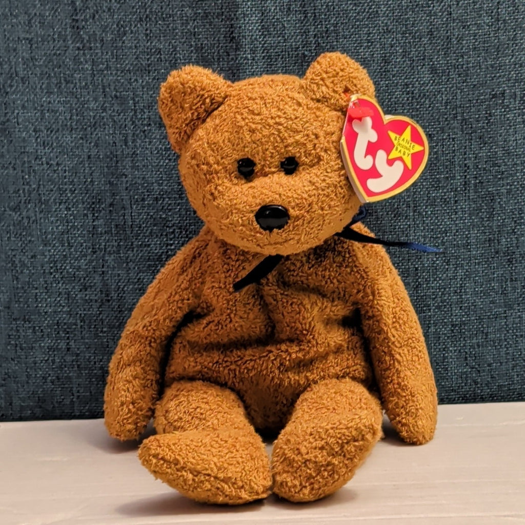 Ty Beanie Baby Fuzz Bear 1999 Retired MWMT P.E. Pellets Holographic Tag Vintage