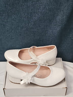 Olive & Edie Girls White Patent Heidie Pump Size 2 | Sparkly Glitter Heel Mary J