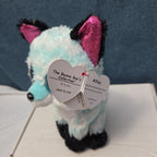 Ty Beanie Boos Atlas Aqua Chevron Fox 6" Plush Blue Glitter Eyes Retired MWMT
