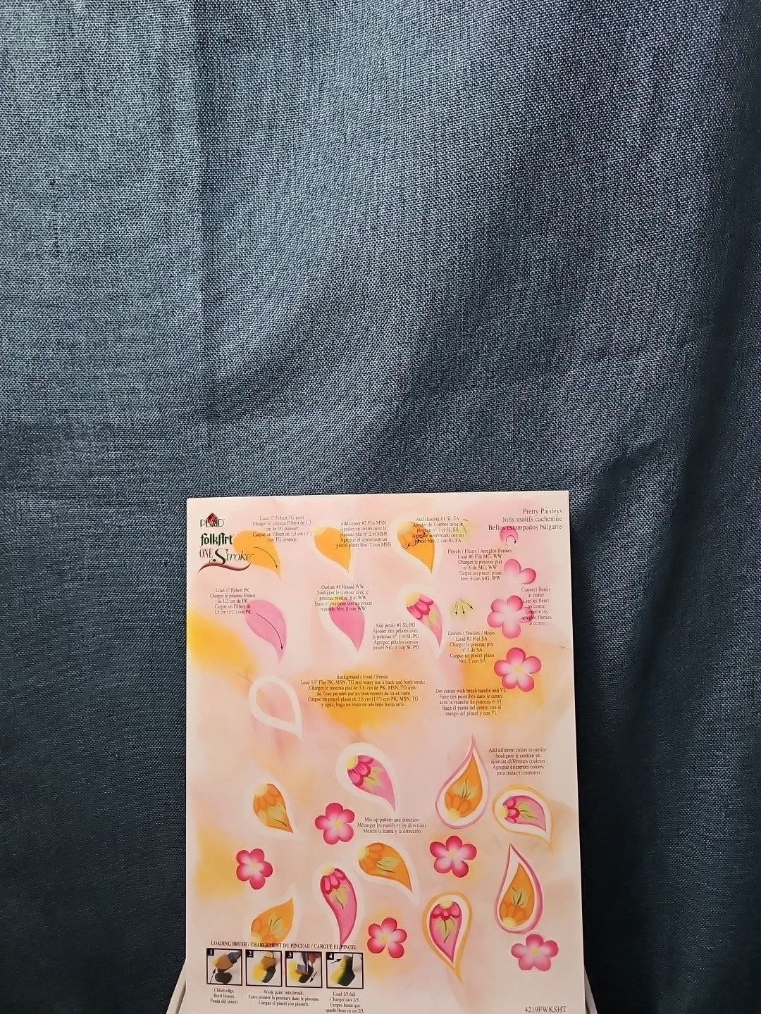 Set of 3 FolkArt One Stroke Painting Worksheet Packs | Flowers #4219 | Reusable