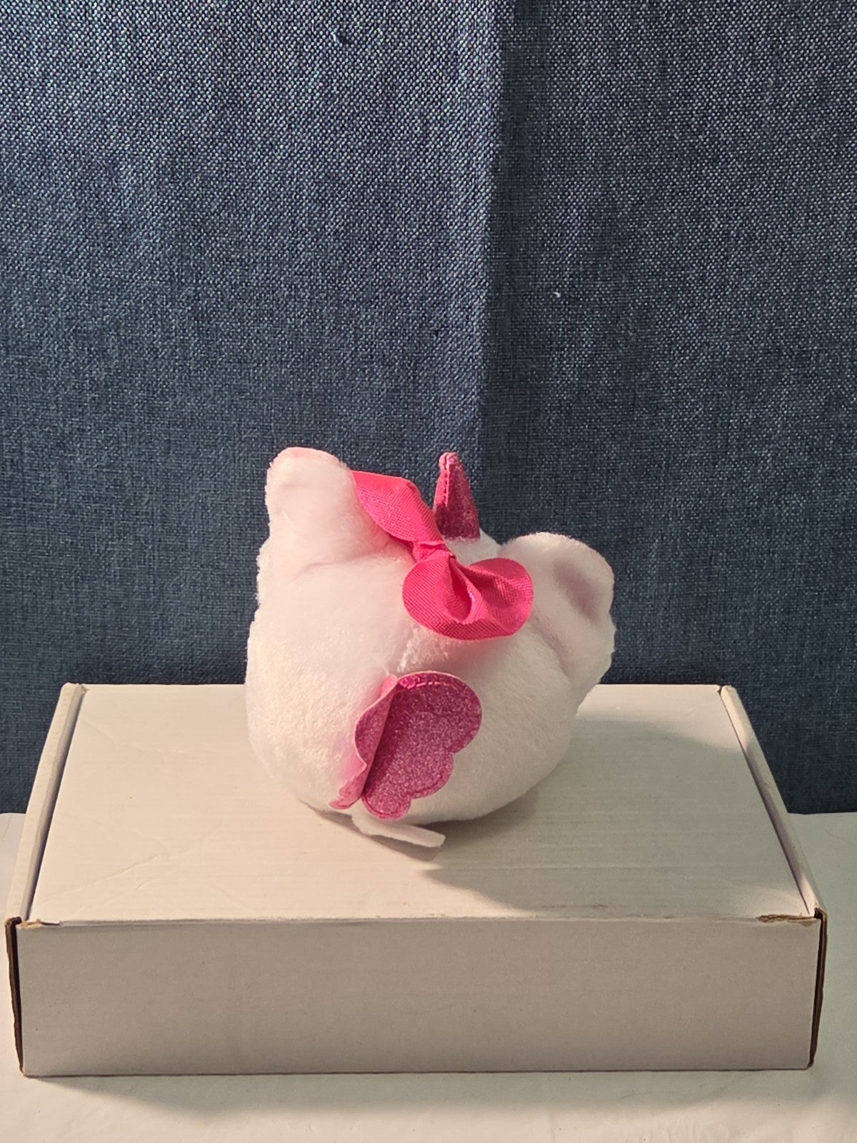 ZURU Rainbocorn Puppycorn Penny the Pug 5" Plush White Pink Bow Glitter Horn