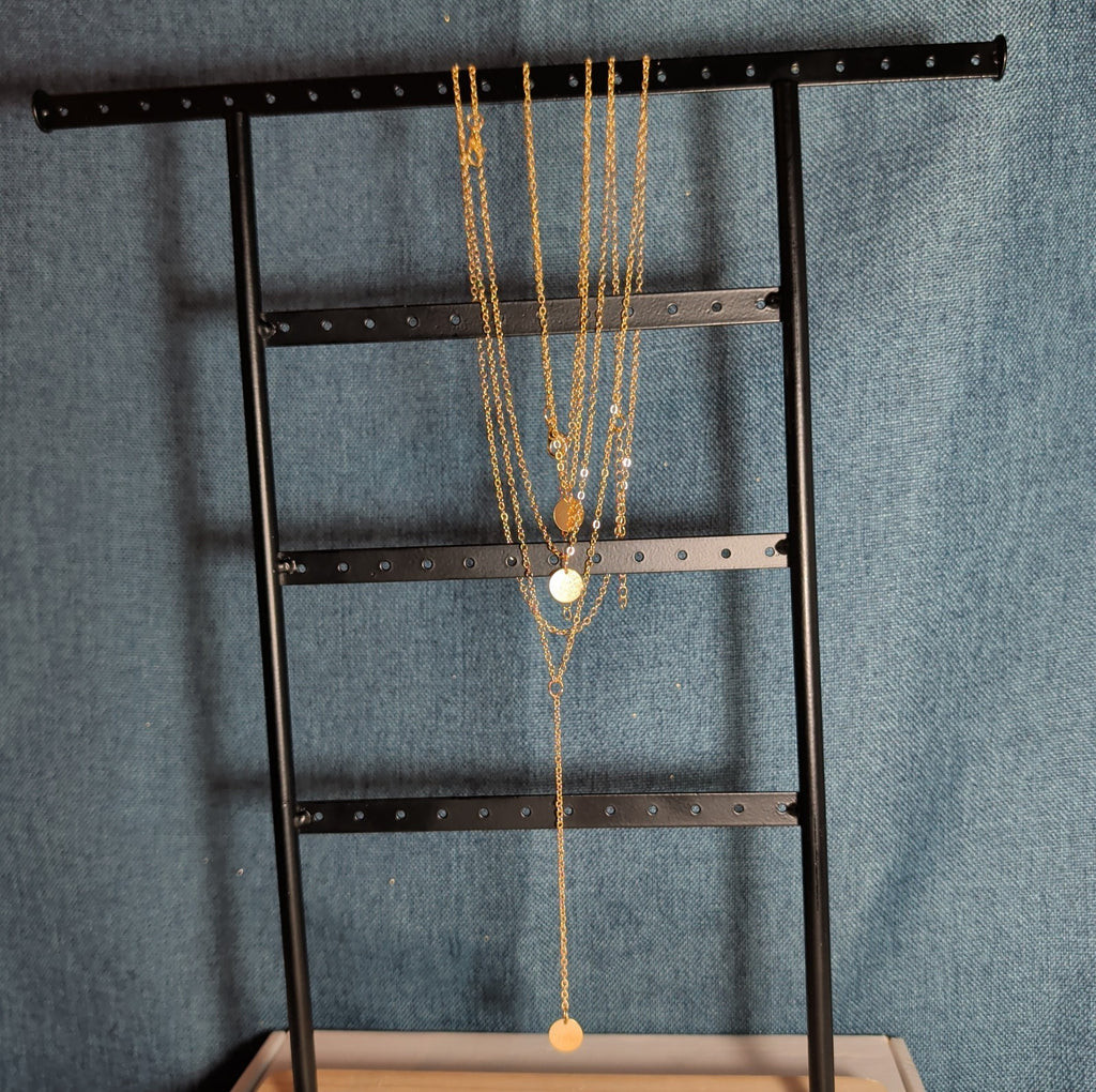 Layered Necklace Gold Tone Medallion Minimalist