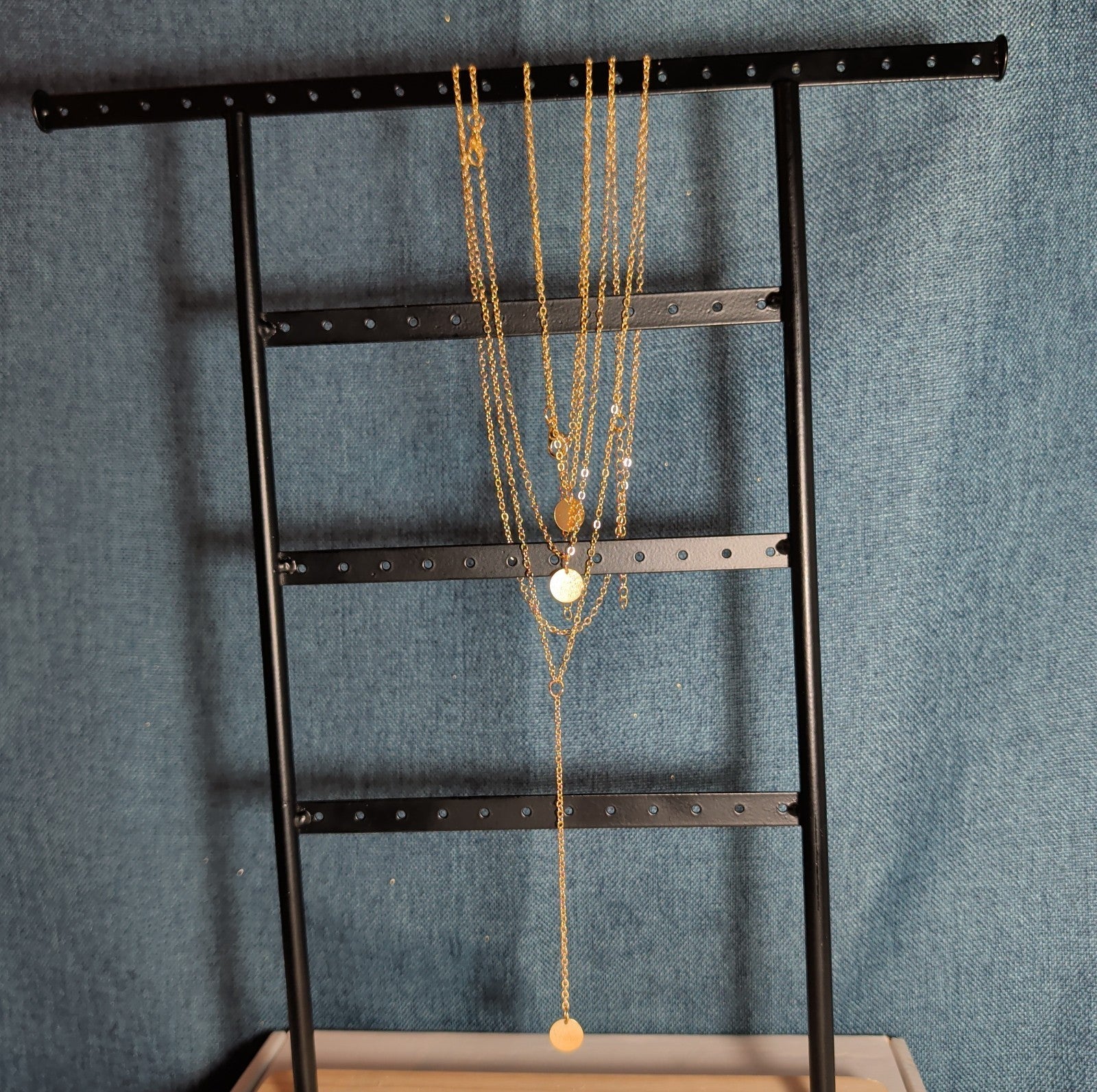 Layered Necklace Gold Tone Medallion Minimalist