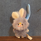 Baby Three Super Mini Bunny Letter S Gray Plush Bag Charm Pendant