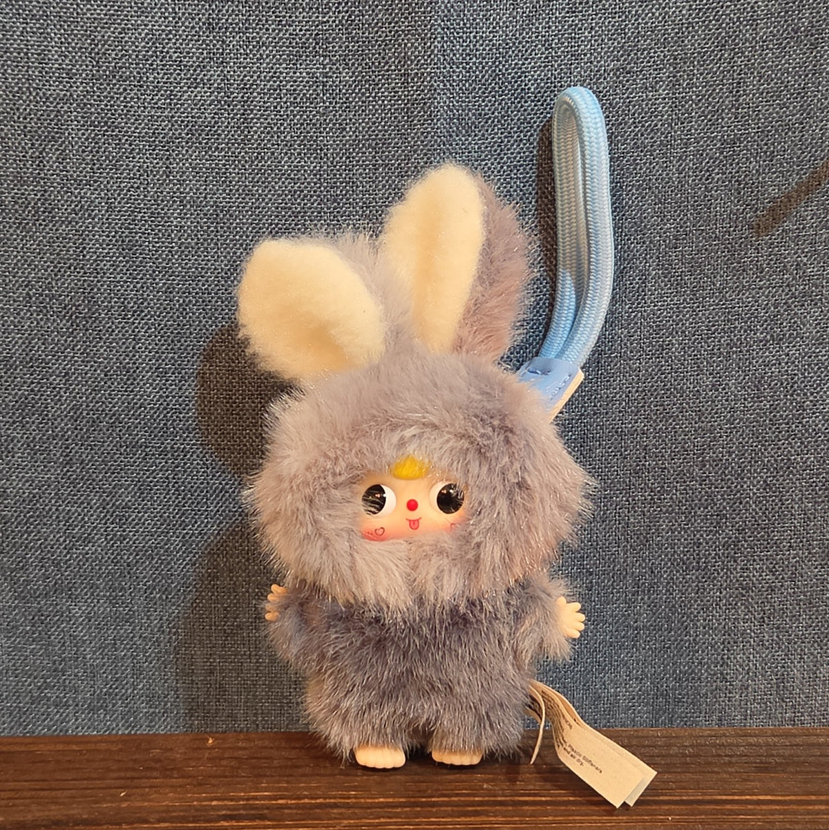 Baby Three Super Mini Bunny Letter S Gray Plush Bag Charm Pendant