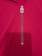 Michael Kors Blouse Red Zip Top Women Large Roll Tab Sleeve Jersey Shirt Used