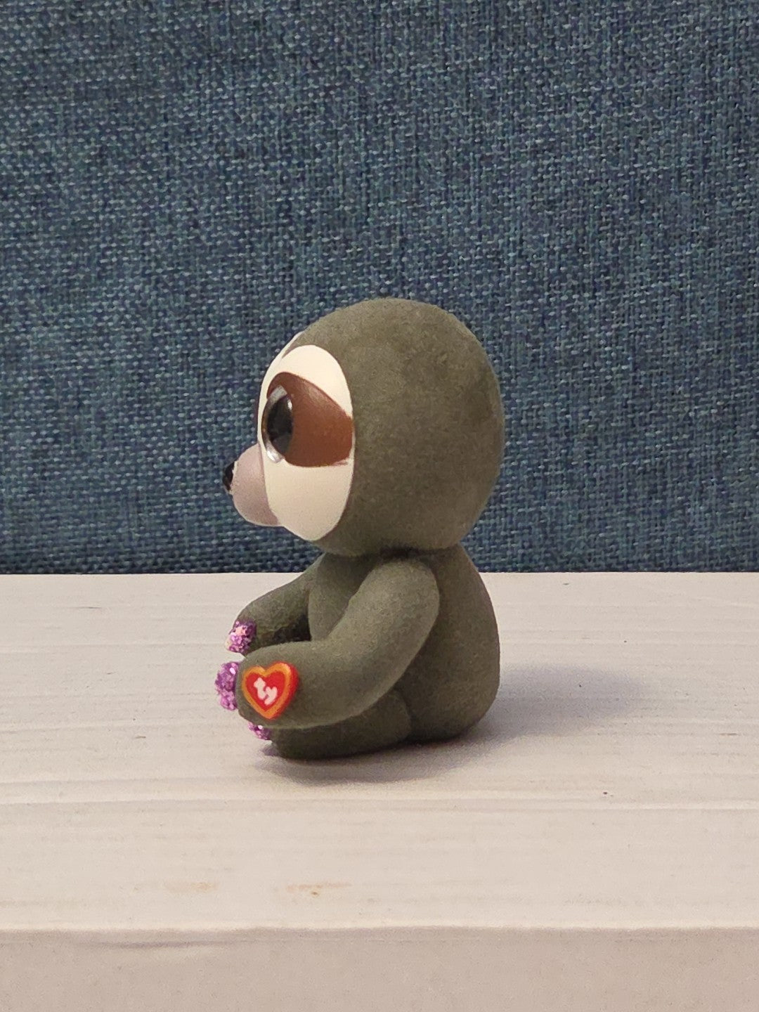 TY Mini Boos Series 4 Dangler The Sloth Figure | 2" Flocked Collectible | Glitte