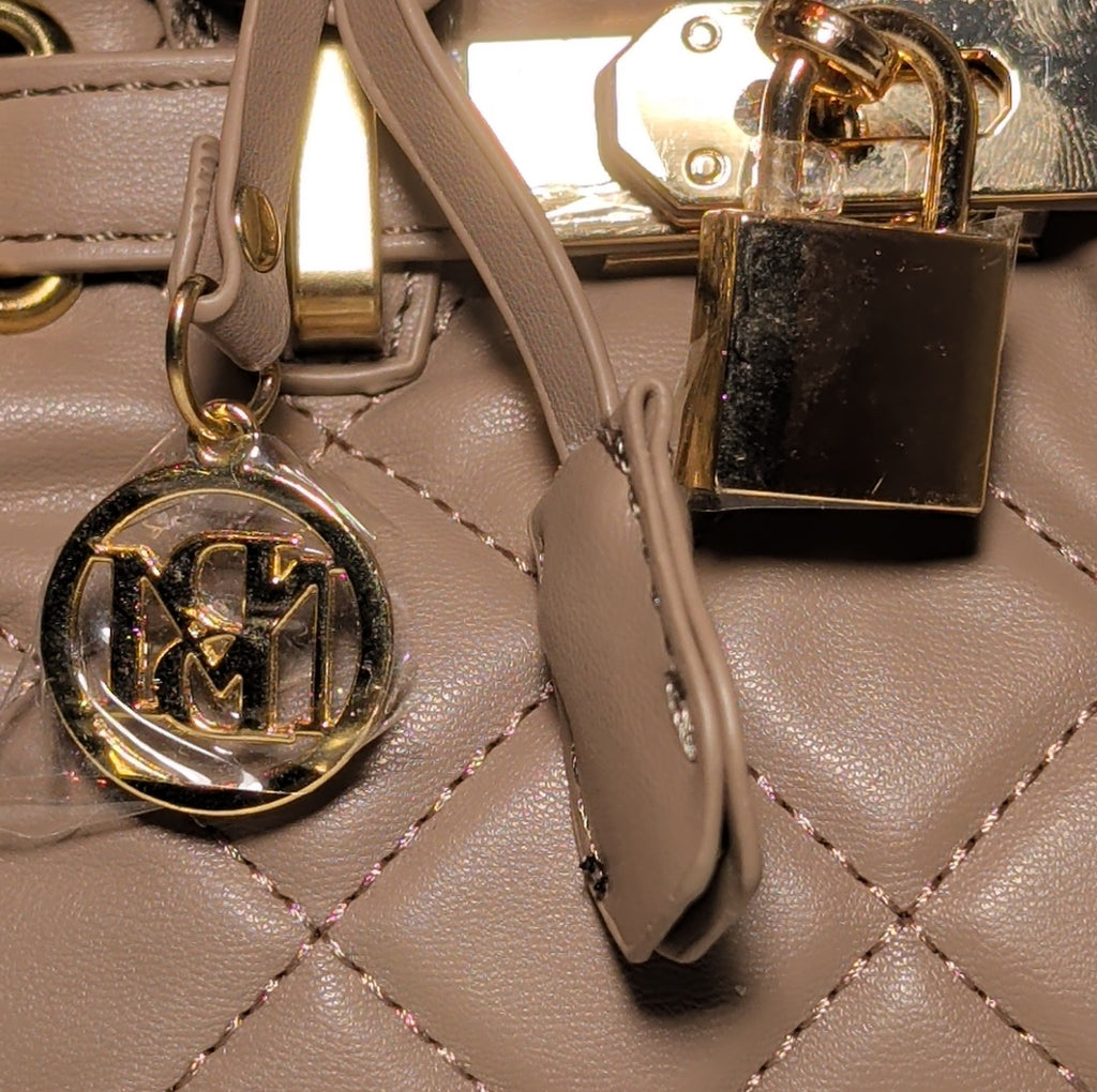 Studio Badgley Mischka Quilted Mini Tote Taupe Vegan Leather NWT