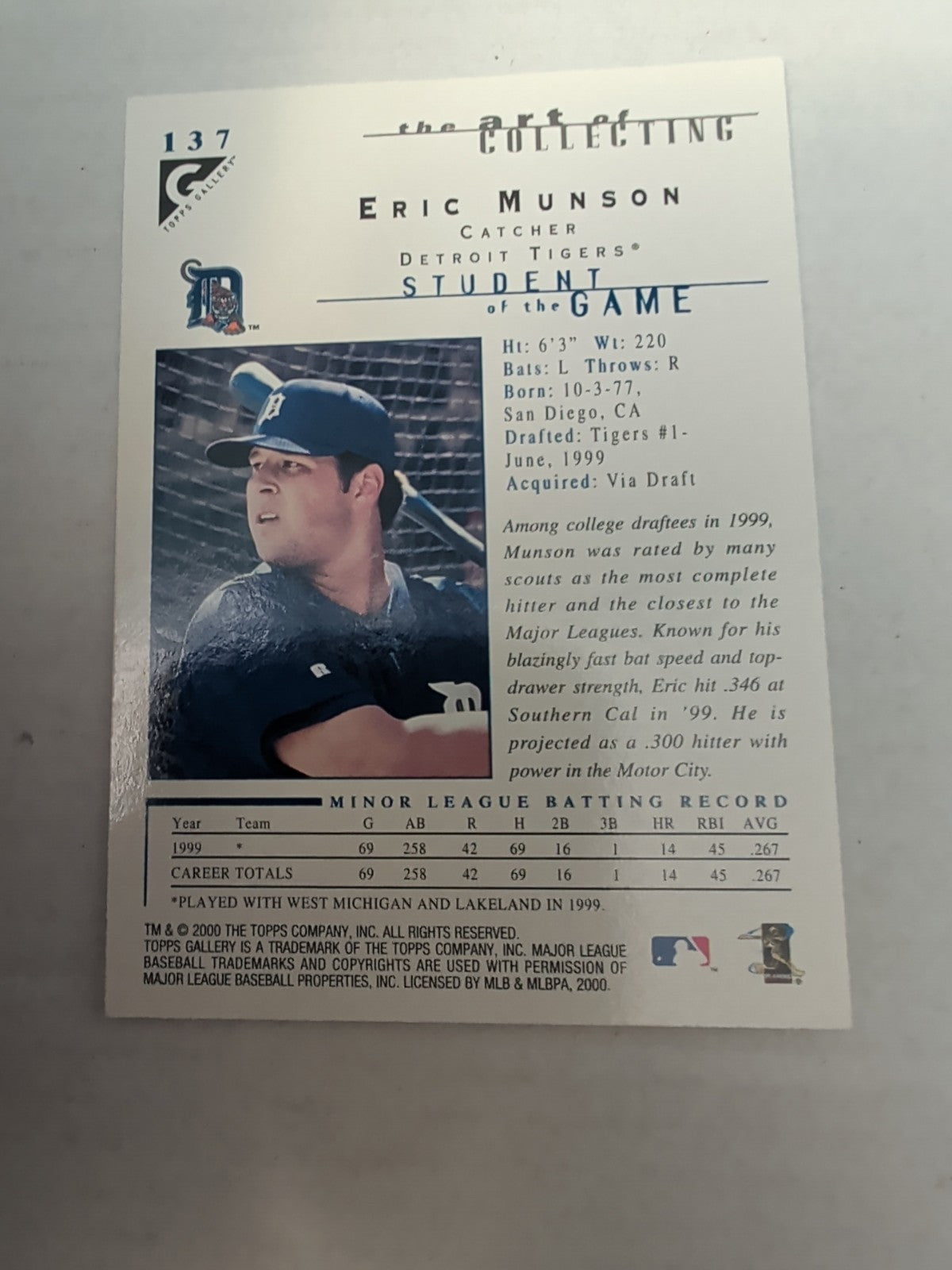 2000 Topps Gallery - Students of the Game Eric Munson #137