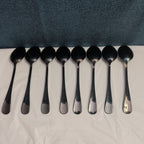 Set of 8 Black Stainless Steel Spoons 18/0 Modern Onyx Flatware Table Spoons Set