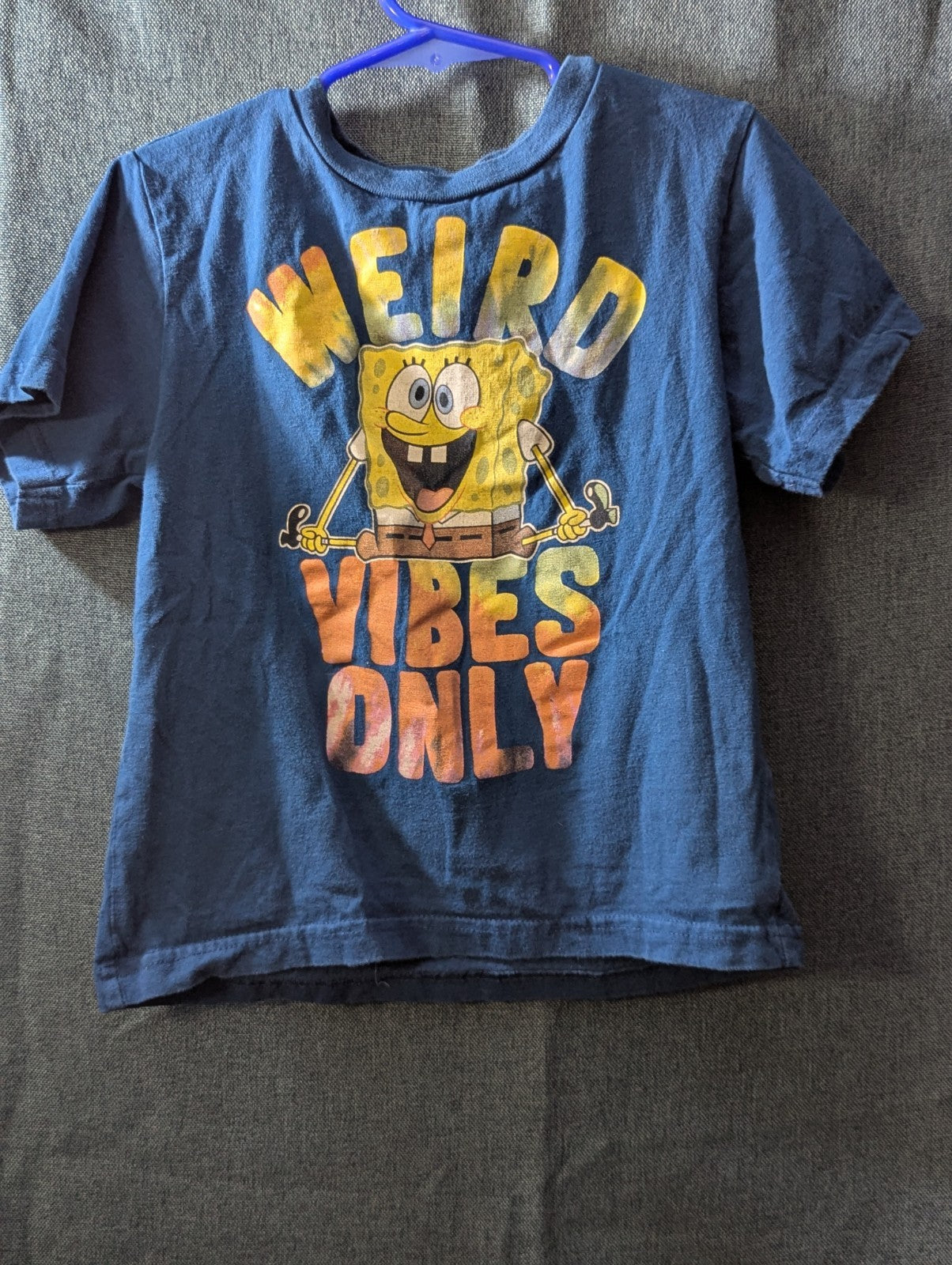 Nickelodeon SpongeBob SquarePants Shirt Boys Size 6 Weird Vibes Only Blue Tee