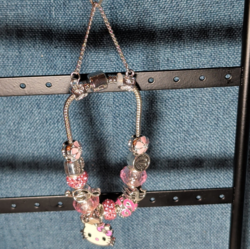 Hello Kitty Charm Bracelet Pink Rhinestone Y2K Kawaii