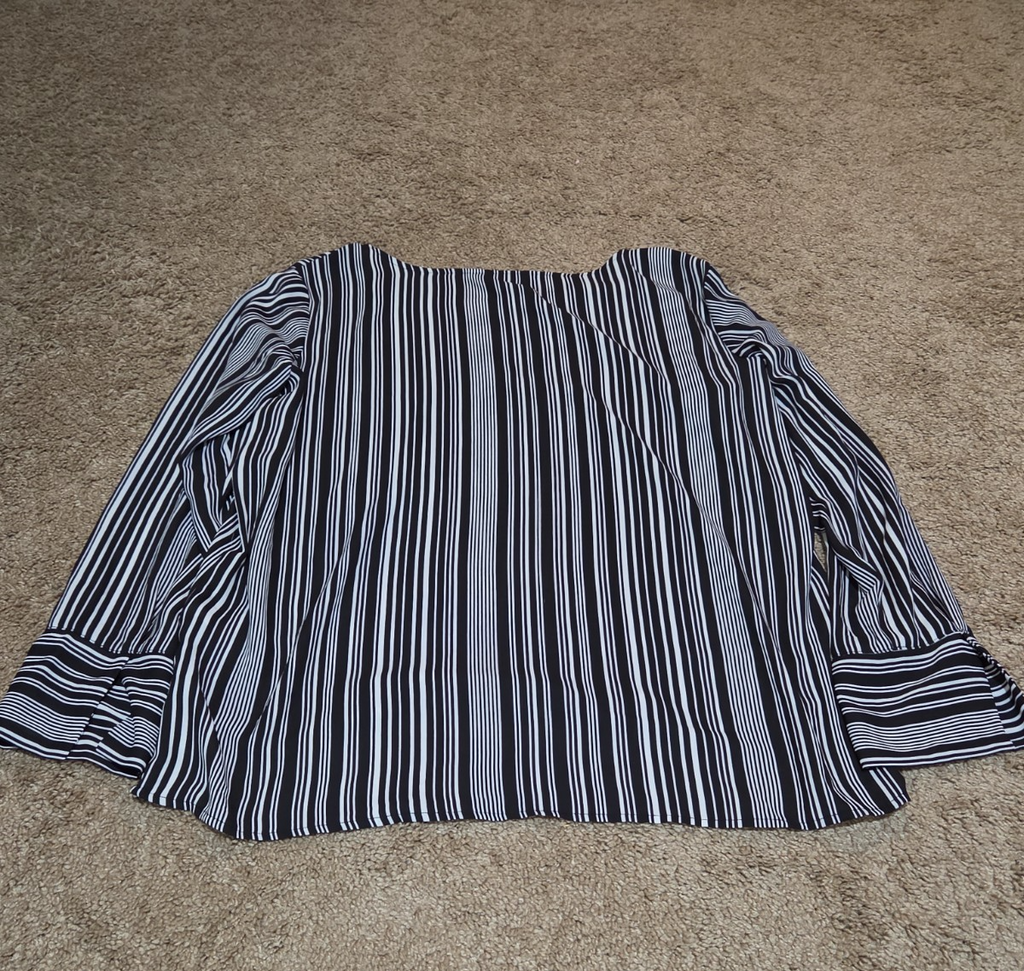 Counterparts Striped Blouse Women XL Black White Long Sleeve Top