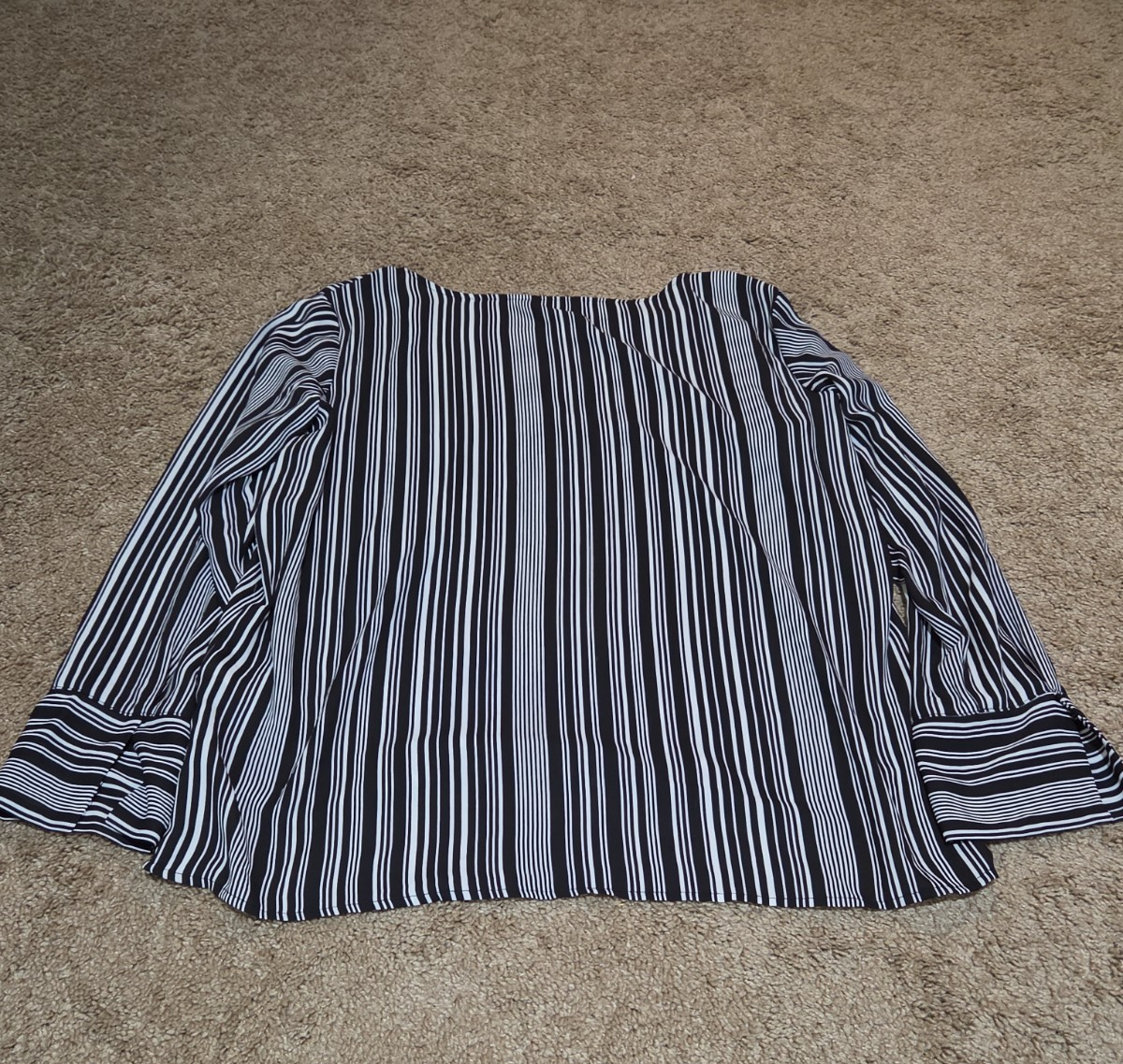 Counterparts Striped Blouse Women XL Black White Long Sleeve Top