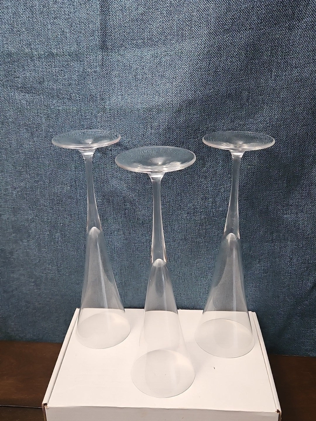 Set of 3 Tall Champagne Flutes | 9.5" Trumpet Shape | Elegant Clear Glass