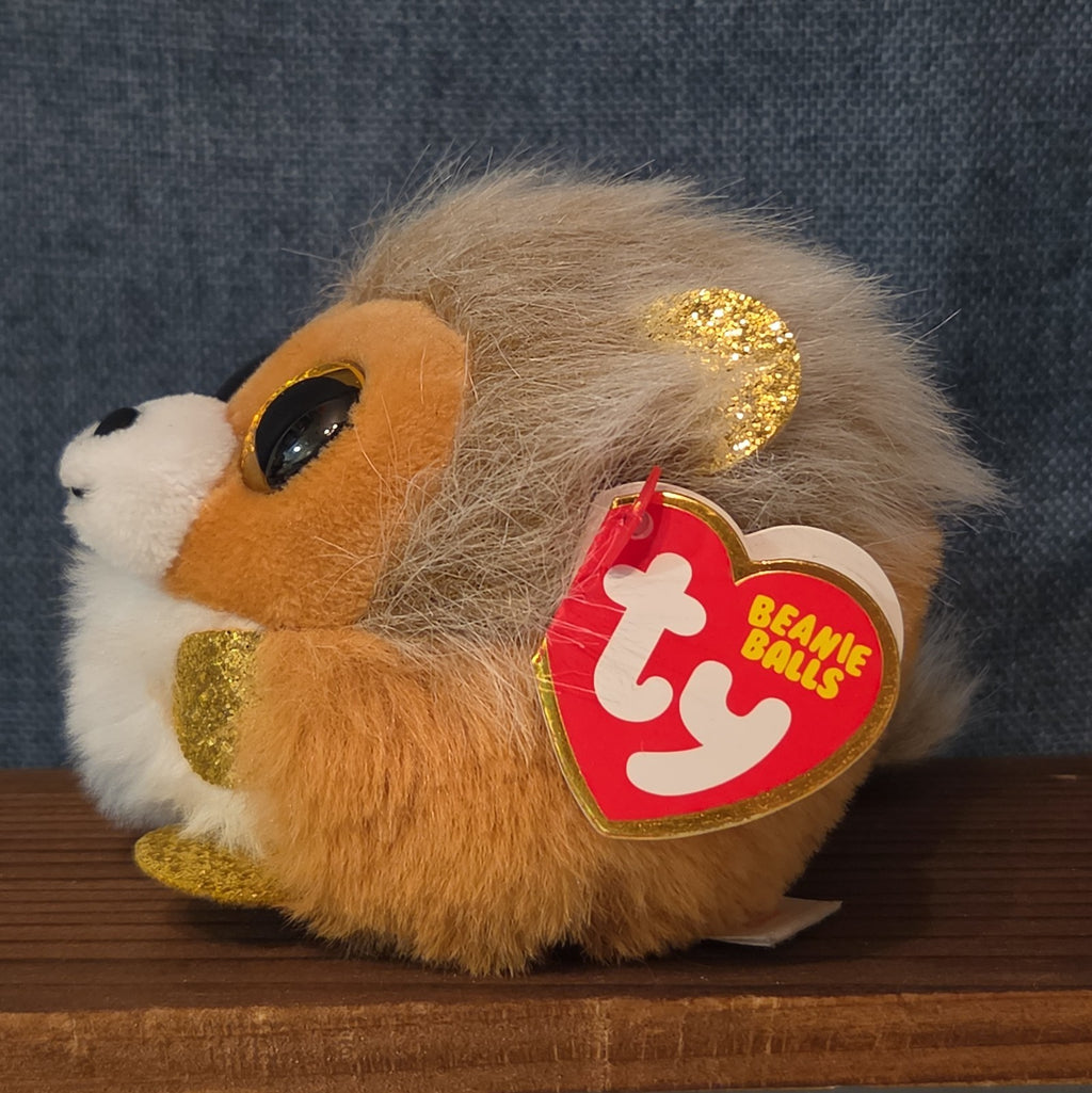 Ty Puffies Beanie Balls Caesar Lion Plush Toy 3" Glitter Eyes with tag Protector