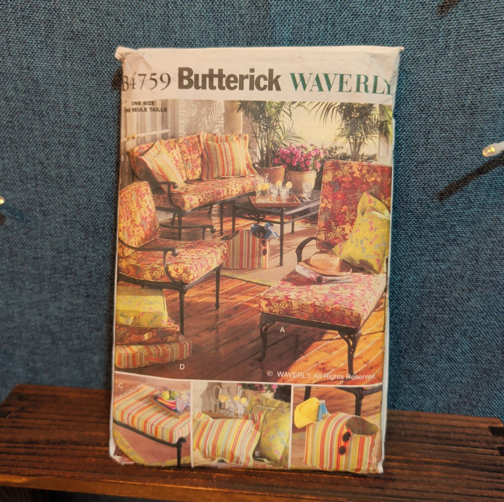 Butterick 4759 Waverly Patio Furniture Cushion Pattern DIY Home Uncut B4759