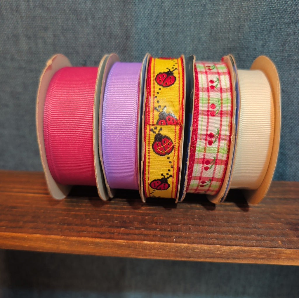 Offray Ribbon Lot 5 Ladybug Cherry Solid Spring Craft Destash