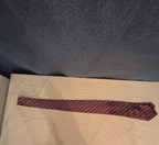 Bergamo New York Tie Burgundy Red Silver Striped Mens Silk Necktie Regimental