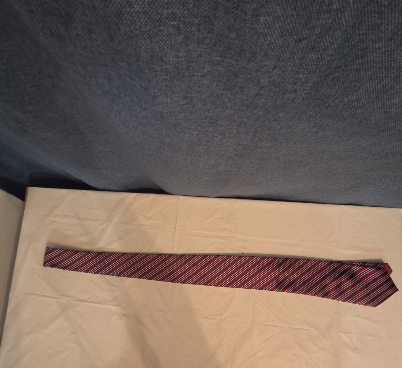 Bergamo New York Tie Burgundy Red Silver Striped Mens Silk Necktie Regimental