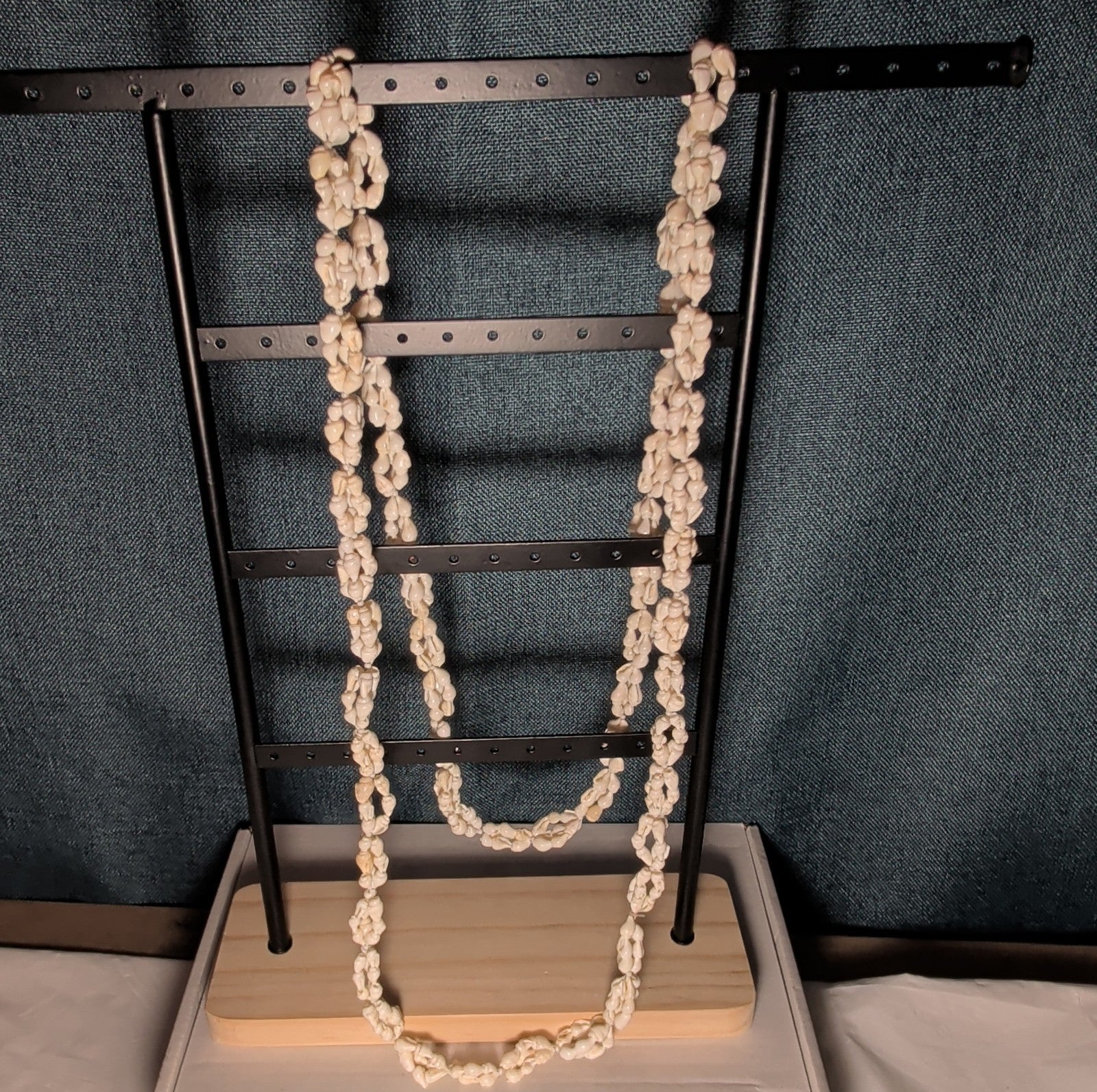 Hawaiian Woven Shell Lei Long Necklace Boho Beach