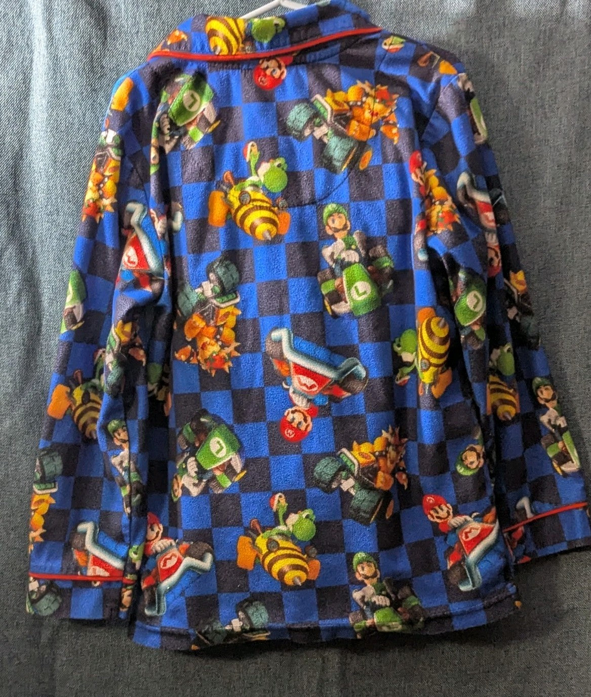 Nintendo Mario Kart Pajama Set Boys Size 6/7 Fleece Button Down 2-Piece PJs