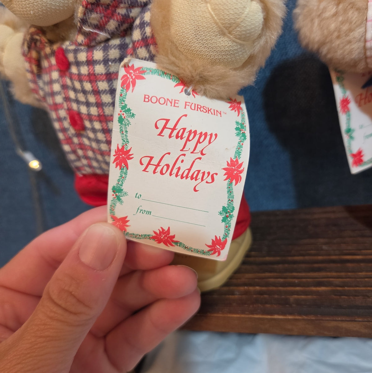 Wendy's Furskins Boone Bear Plush Plaid Outfit 1986 Vintage Holiday Tagged