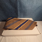 J.Z. Richards Silk Tie Edwards Michigan Brown Blue Stripe Frayed As Is Vest Tie