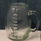 Home Essentials FOOTBALL Glass Mug XL 36 oz Textured Pigskin Beer Stein Gameday