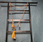 High Heel Shoe Pendant Necklace Gold Tone Rhinestone Y2K