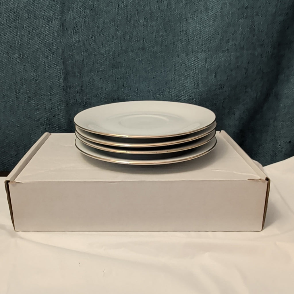Set of 4 Sea Gull Fine China Saucers 6" | Jian Shang Gold Trim | Replacement