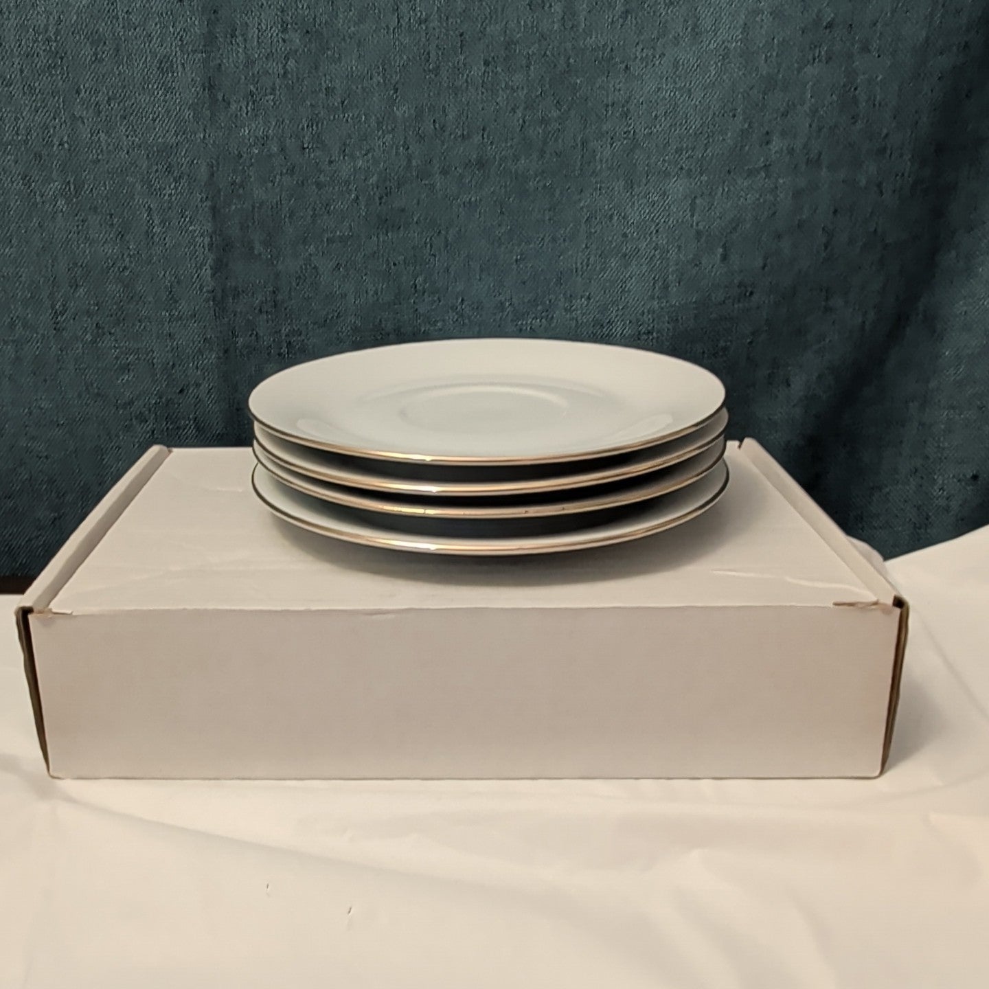 Set of 4 Sea Gull Fine China Saucers 6" | Jian Shang Gold Trim | Replacement