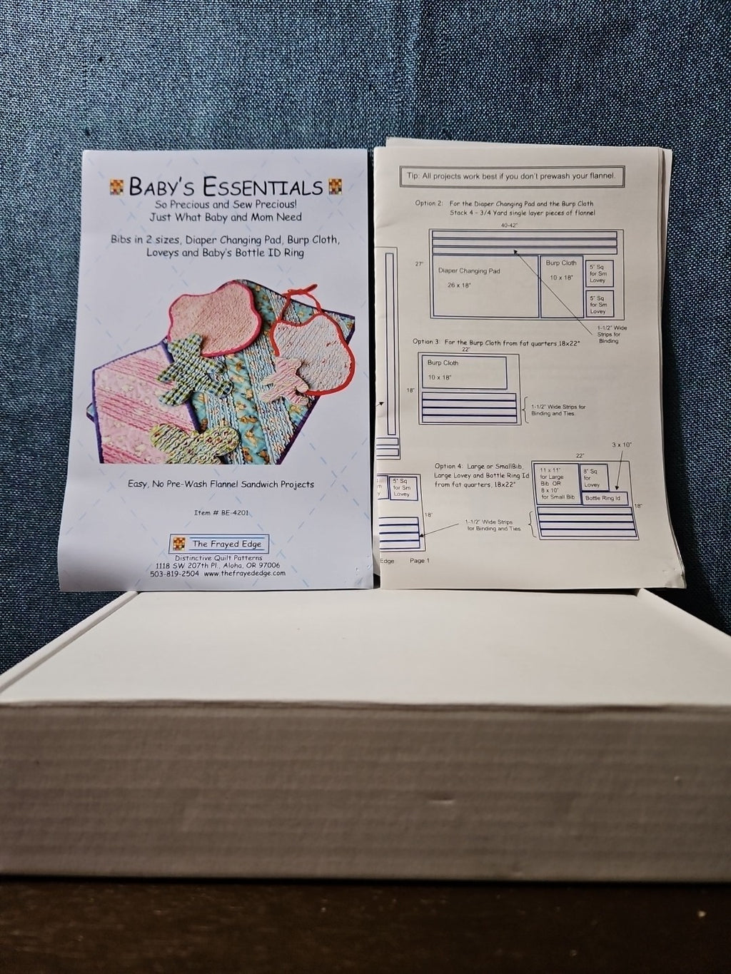 The Frayed Edge Baby's Essentials Pattern BE-4201 | Rag Quilt Flannel Bib Lovey