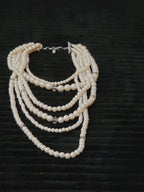 Multi Layered Faux Pearl Statement Necklace Coquette Vibe