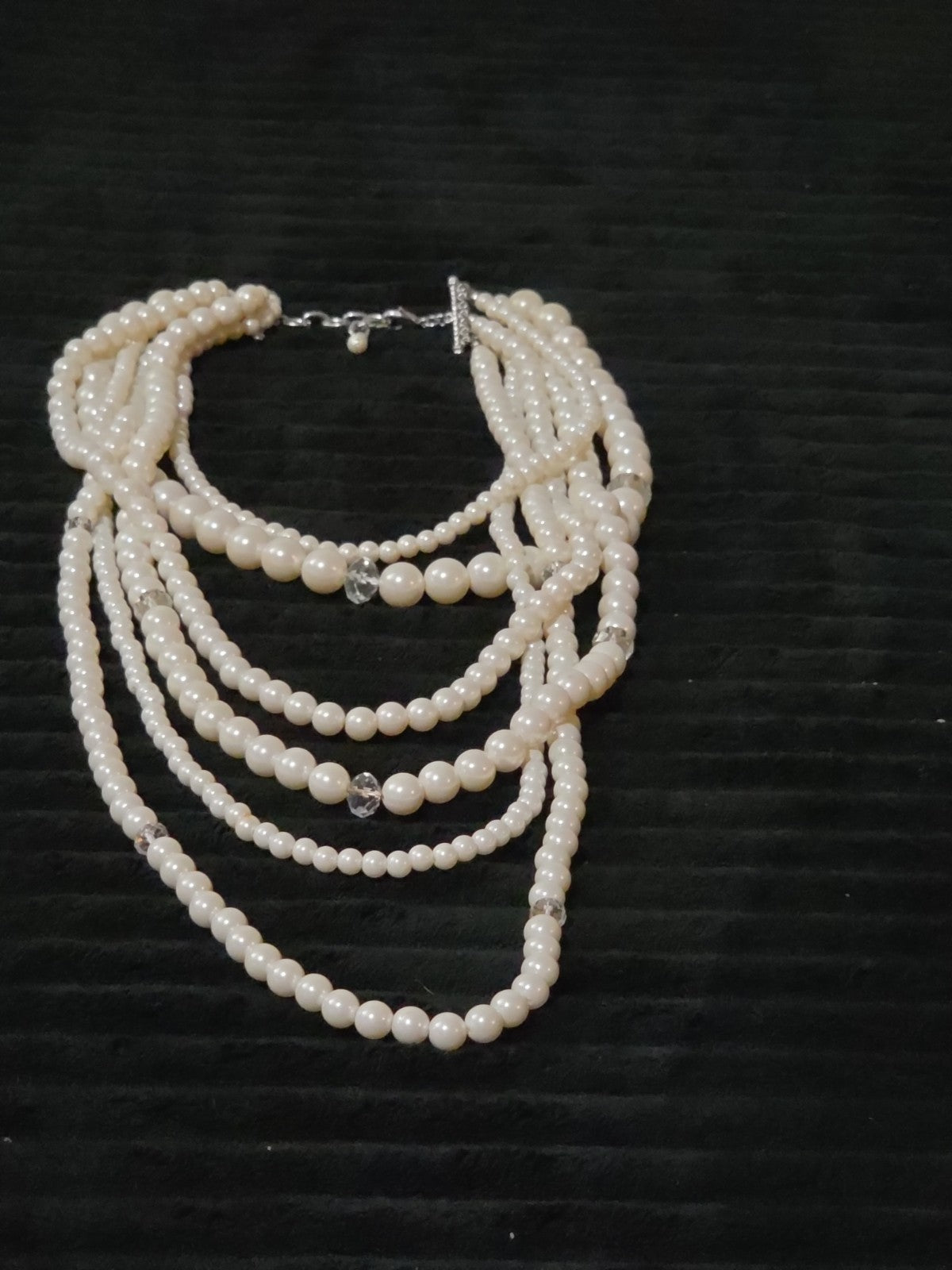 Multi Layered Faux Pearl Statement Necklace Coquette Vibe