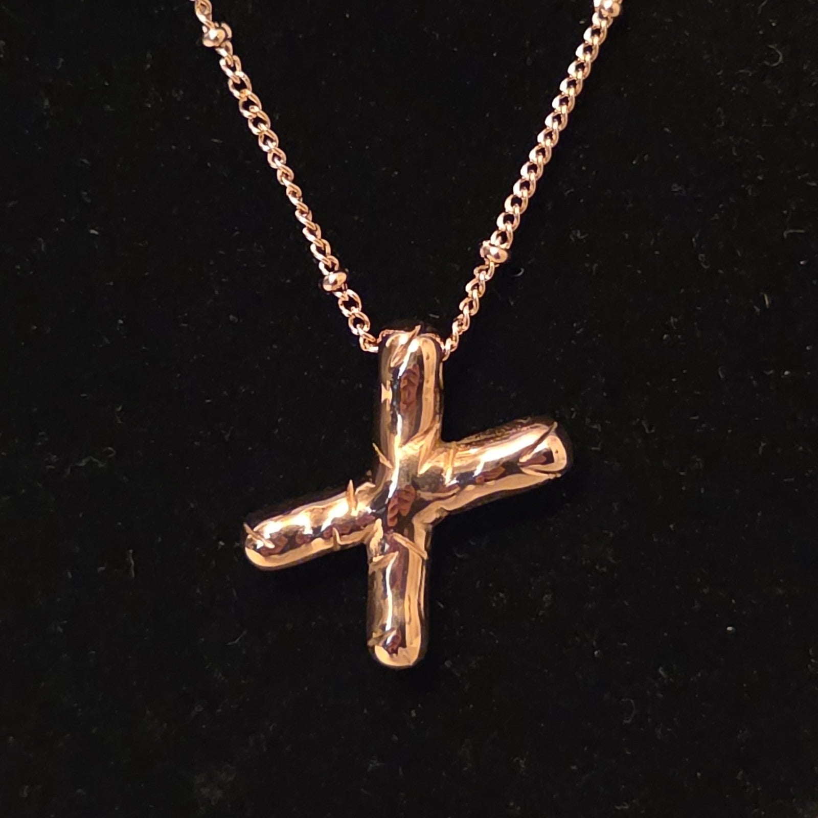 Pixie The Penguin Letter X Necklace Rose Gold Tone Puffy Coquette NIB