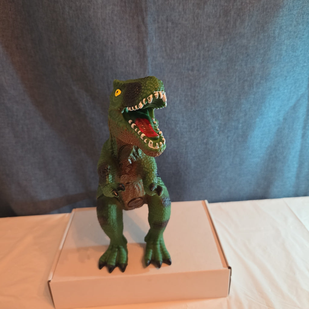 T-Rex Dinosaur Toy Soft Rubber Vinyl Tyrannosaurus Rex Green Black Stripe Figure