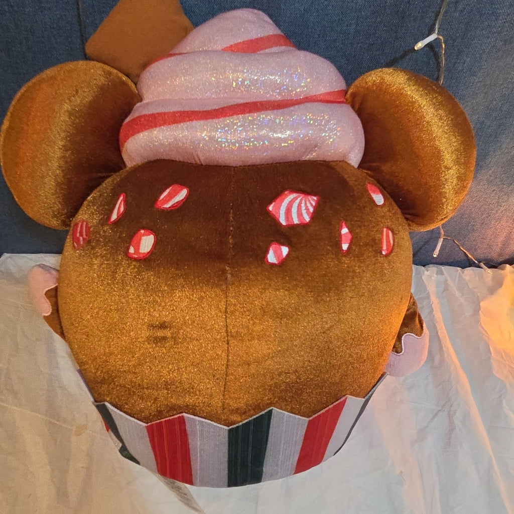 Disney Mickey Mouse Gingerbread Cupcake Plush Toy with Peppermint Accents